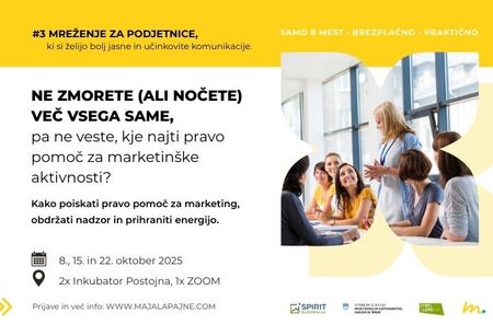 Mreženje za podjetnice: NE ZMORETE (ALI NOČETE) VEČ VSEGA SAME, pa ne veste, kje najti pravo p…